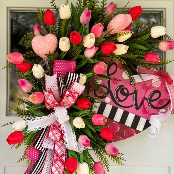 SOLD LOCALLY Love Valentine’s Day Wreath - Picture 2 of 10